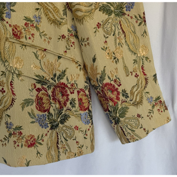 Vintage Clement Womens Floral Brocade Button Blazer Size XL Shimmer German Jacke - Picture 5 of 16